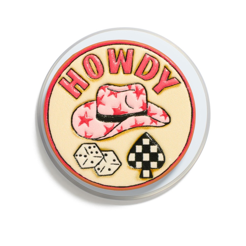 Vegan Leather Western "HOWDY" Phone Grip - Magnetic Grip - Approximately 2" D view 2