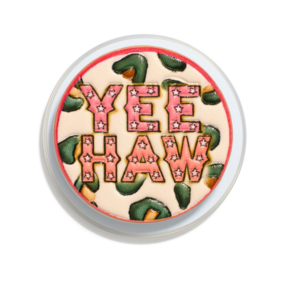 Vegan Leather "YEE HAW" Phone Grip - Magnetic Grip - Approximately 2" D view 2