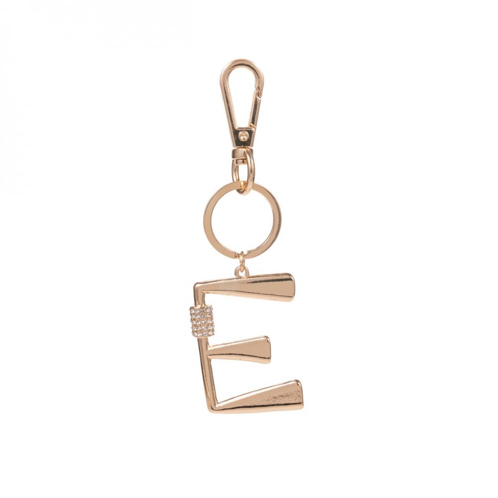 Gold Initial Keychain Featuring Cubic Zirconia Accents. - Keyring to hold your Keys - Clip to clip onto your Bag/Purse or Backpack - Approximately 3" in Length view 2