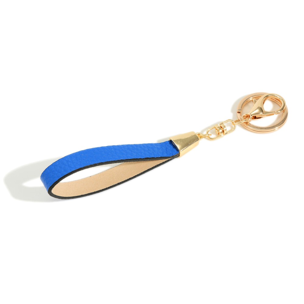 Faux Leather Loop Keychain/ Bag Charm -Approximately 5" Length - Has Ring And Lobster Claw view 2