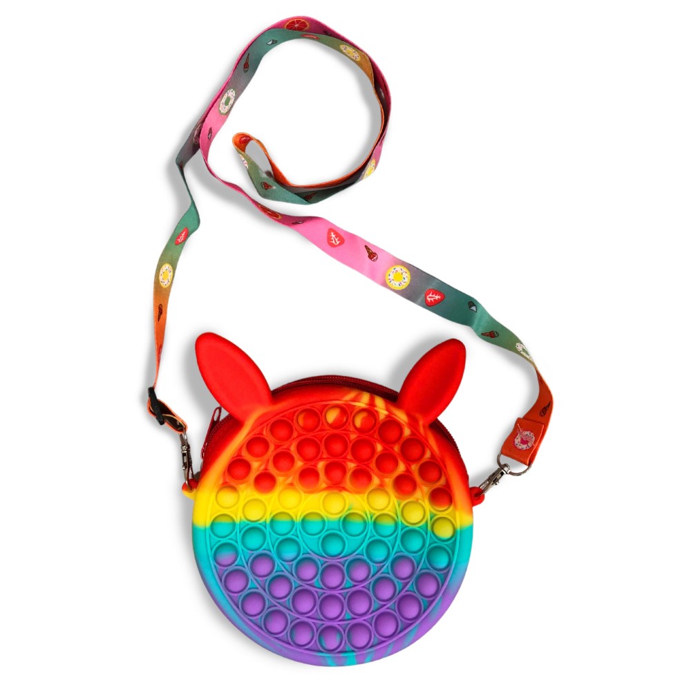 Bunny Cross Strap Handbag Fidget Popper Featuring Adjustable Strap - Ages 3+ - As Seen On TikTok - "It's Like Bubble Wrap That Never Ends!" - Approximately 6.5" Diameter - Adjustable Strap view 2