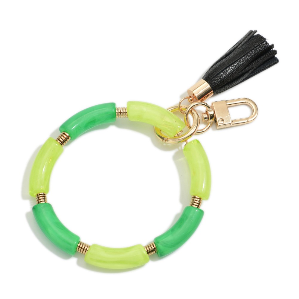 Acrylic Tube Bead Keychain Featuring Tassel - Approximately 5.25" Length view 2