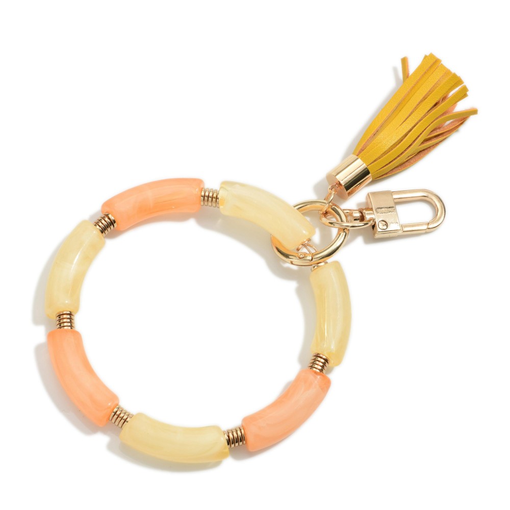 Acrylic Tube Bead Keychain Featuring Tassel - Approximately 5.25" Length view 2