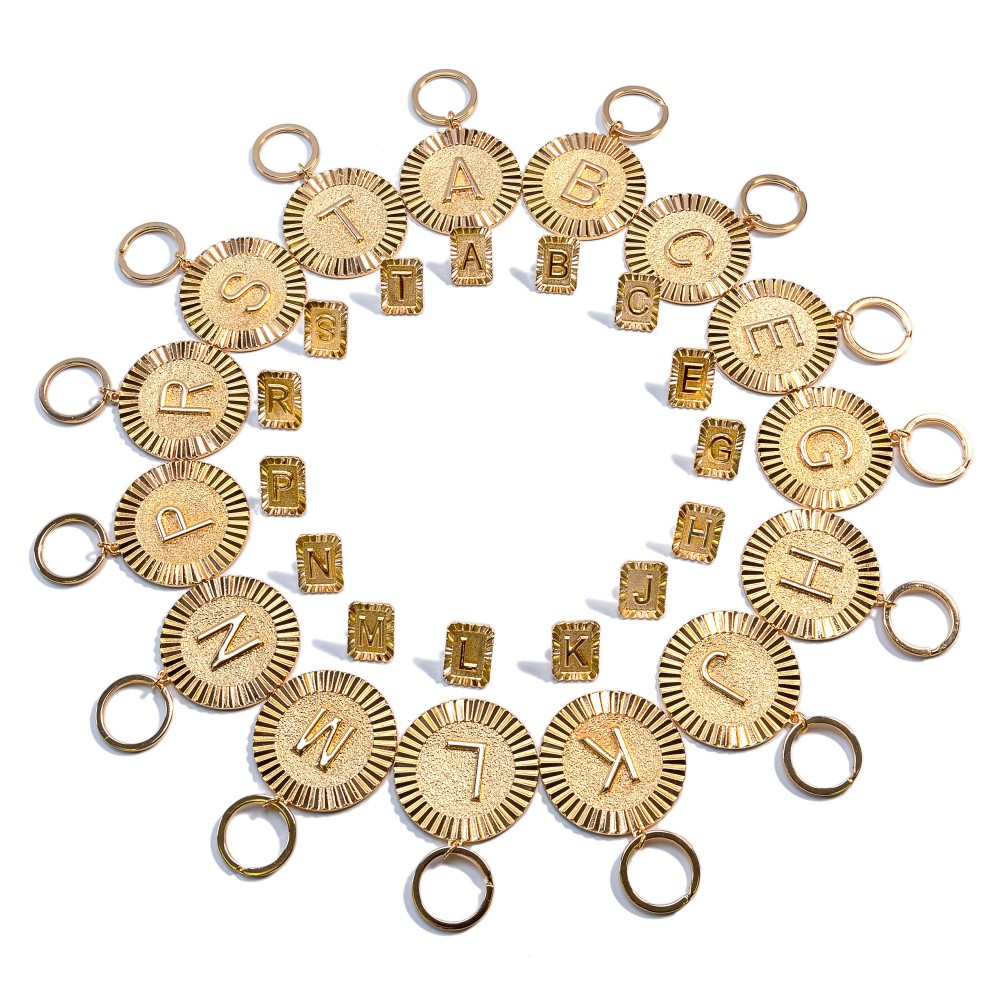 Gold Tone Initial Keychain and Pin Set - Approximately 3" L view 4