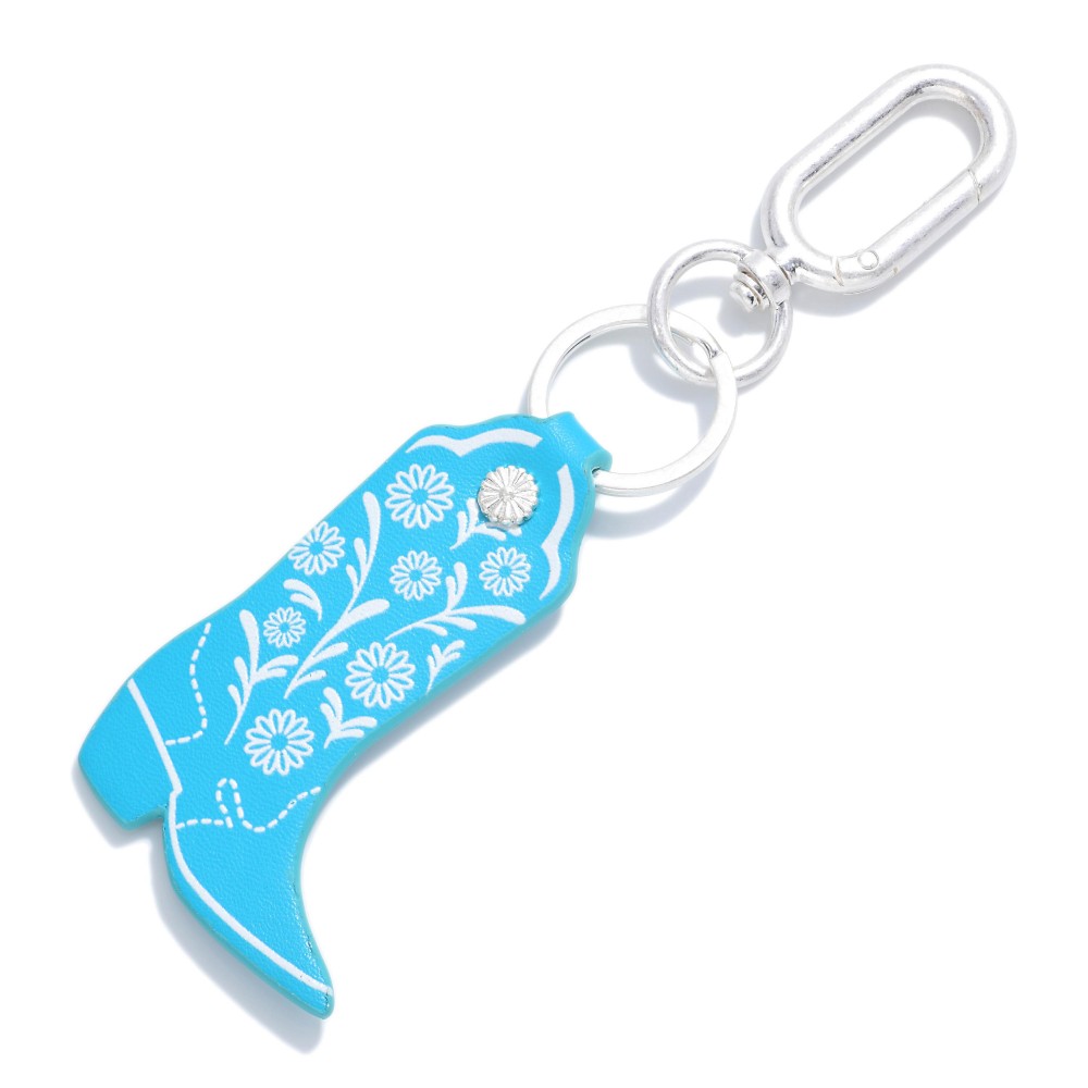 Leather Paisley Cowboy Boot Keychain. - Approximately 5.5" L view 2