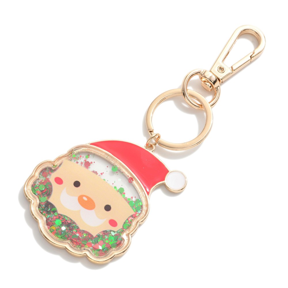 Glitter Filled Santa Claus Keychain. - Approximately 5" L view 2