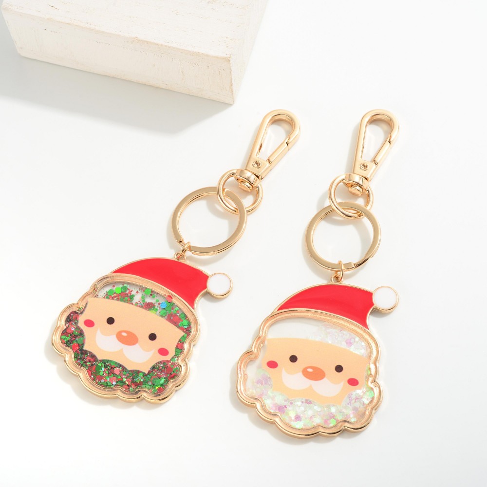 Glitter Filled Santa Claus Keychain. - Approximately 5" L view 4
