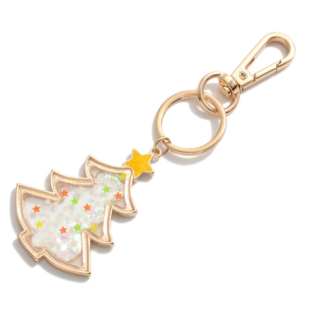 Glitter Filled Christmas Tree Keychain. - Approximately 5" L view 2