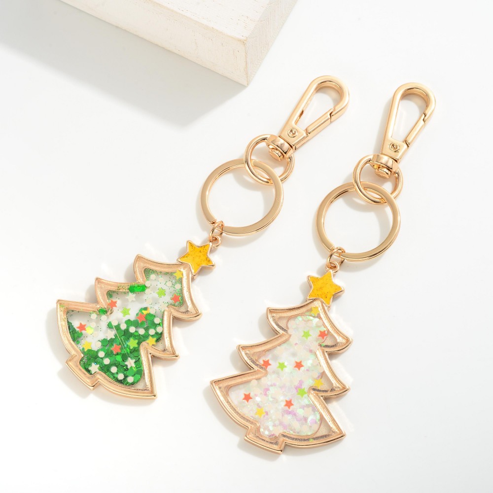 Glitter Filled Christmas Tree Keychain. - Approximately 5" L view 4