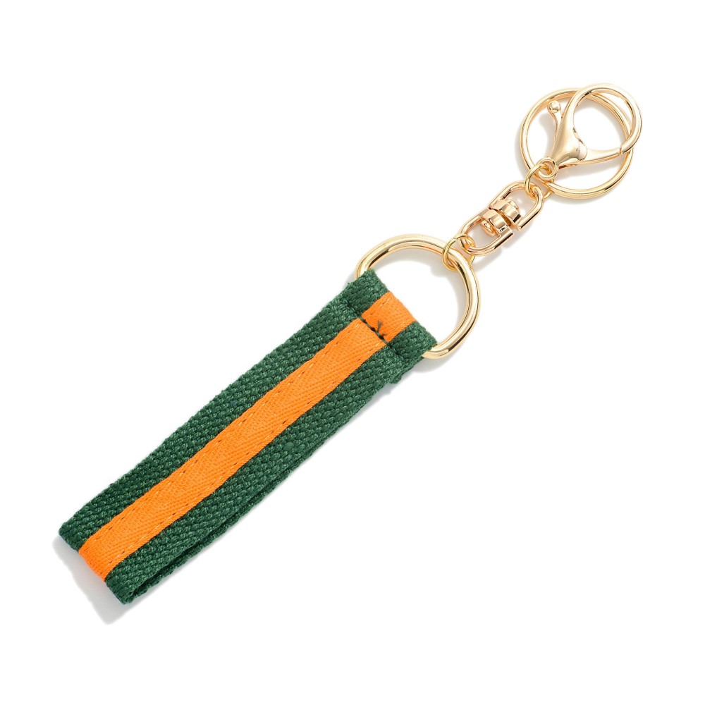 Canvas Striped Game Day Keychain - Approximately 7.5" L view 2