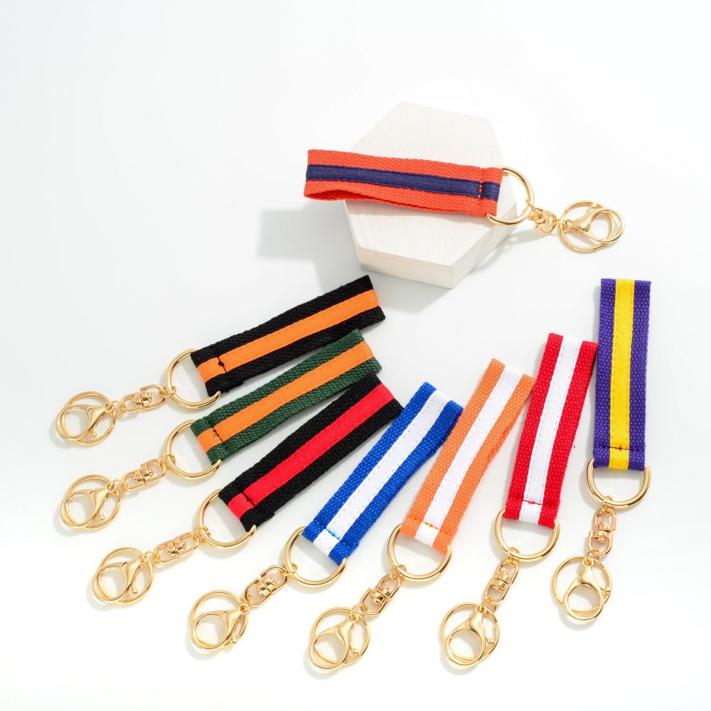 Canvas Striped Game Day Keychain - Approximately 7.5" L view 4