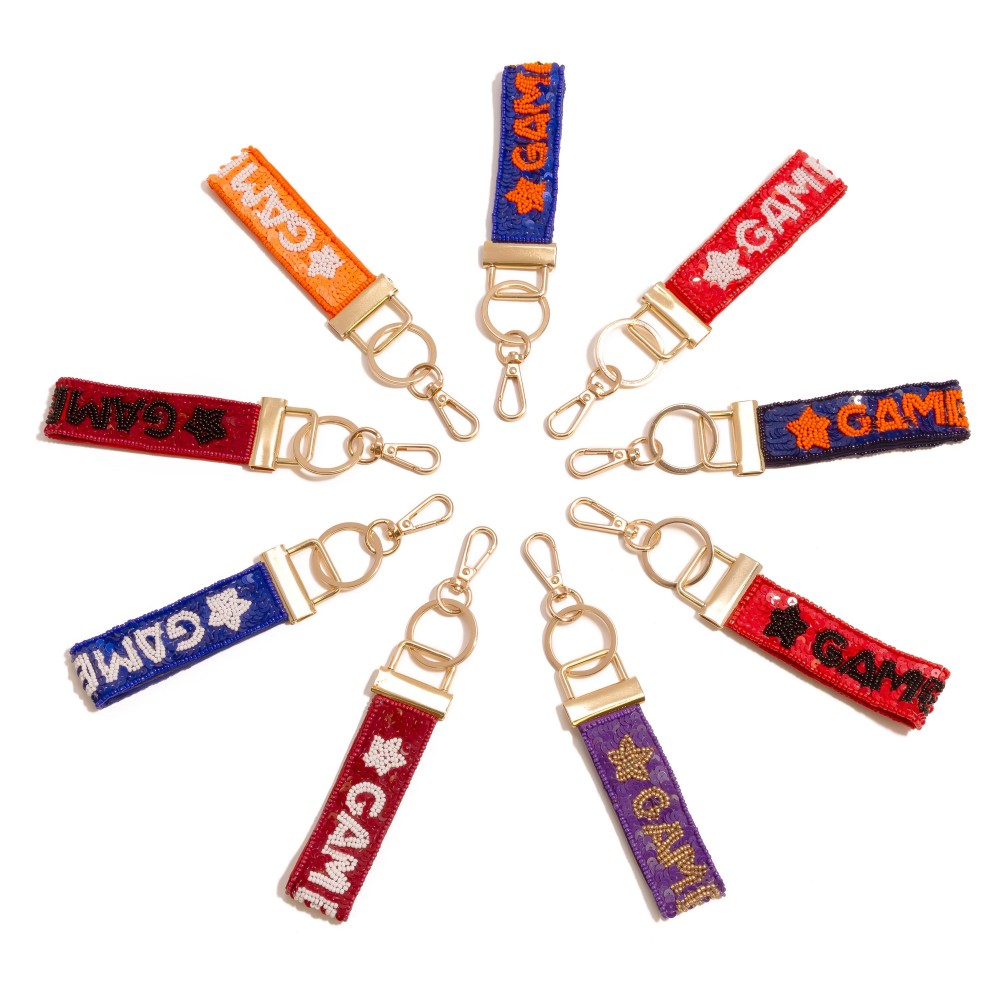 Seed Bead & Sequin "GAME DAY" Keyring - Approximately 7" L view 6