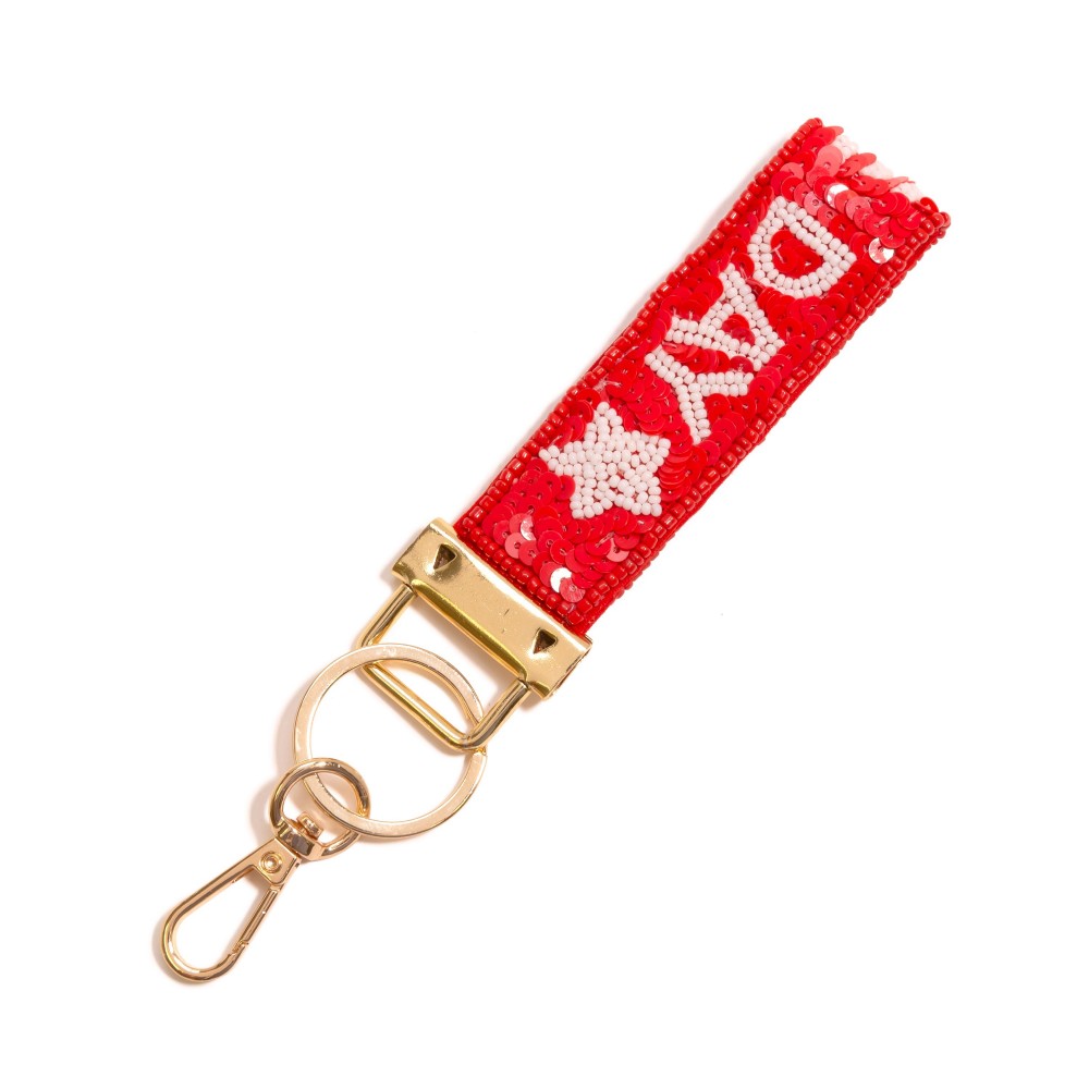 Seed Bead & Sequin "GAME DAY" Keyring - Approximately 7" L view 4