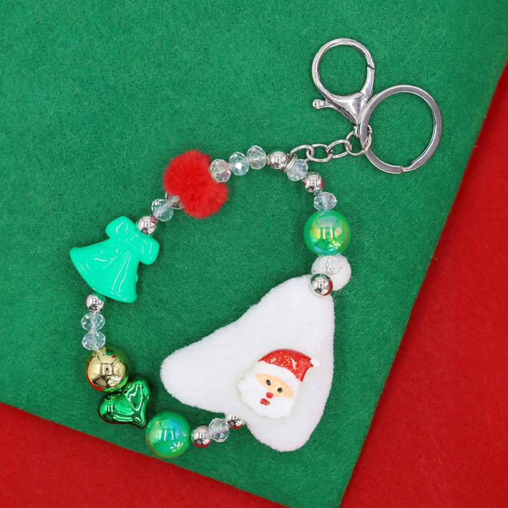 Beaded Christmas Key Ring Featuring Stuffed Snowman - Approximately 7" L view 4