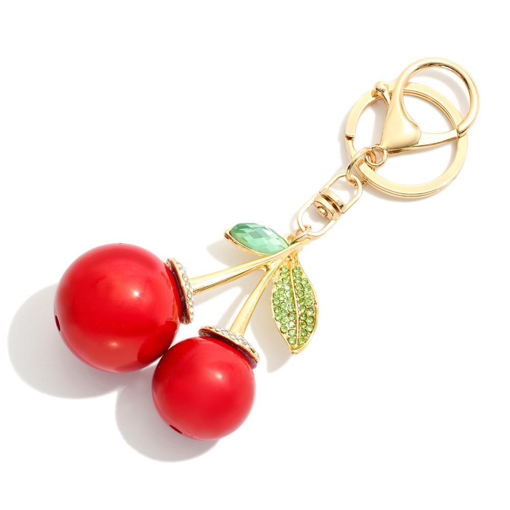 Cherry Bah Charm Featuring Studded Rhinestones - Approximately 4.25" L view 2