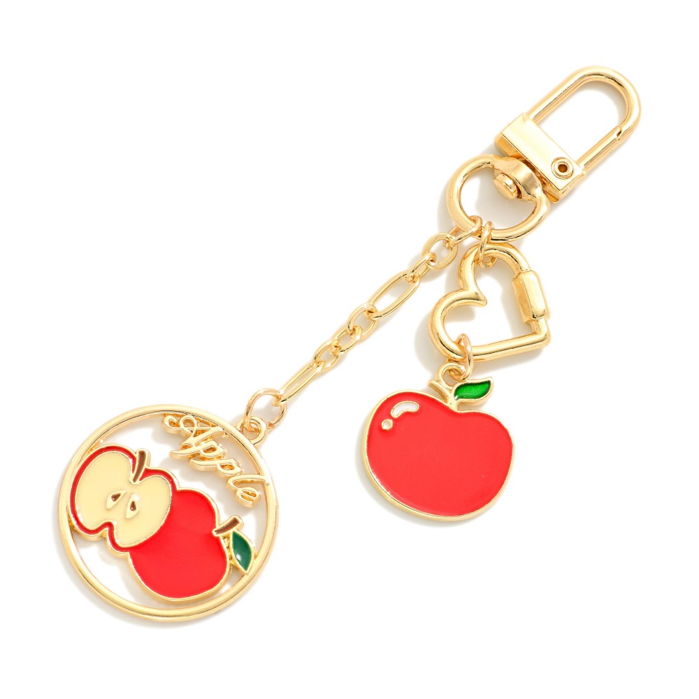 Enamel Apples Chain Link Bag Charm - Approximately 4" L view 2
