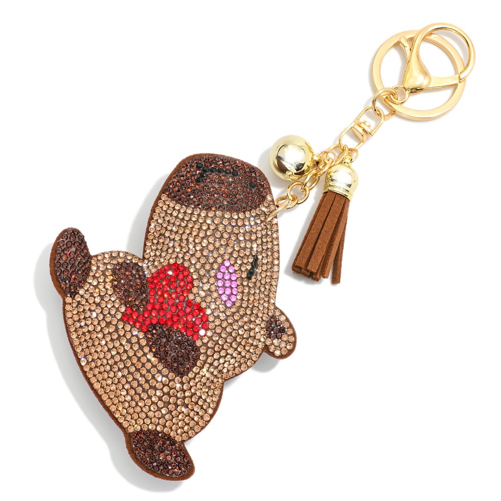 Puffy Rhinestone Capybara Keyring - Approximately 7" L view 2