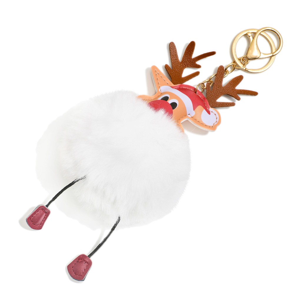Fuzzy Reindeer Key Ring - Approximately 9" L view 2