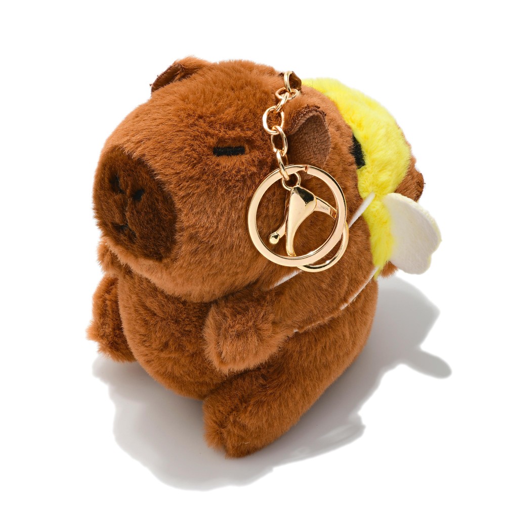 Fuzzy Capybara & Bee Key Ring - Approximately 8" L view 2