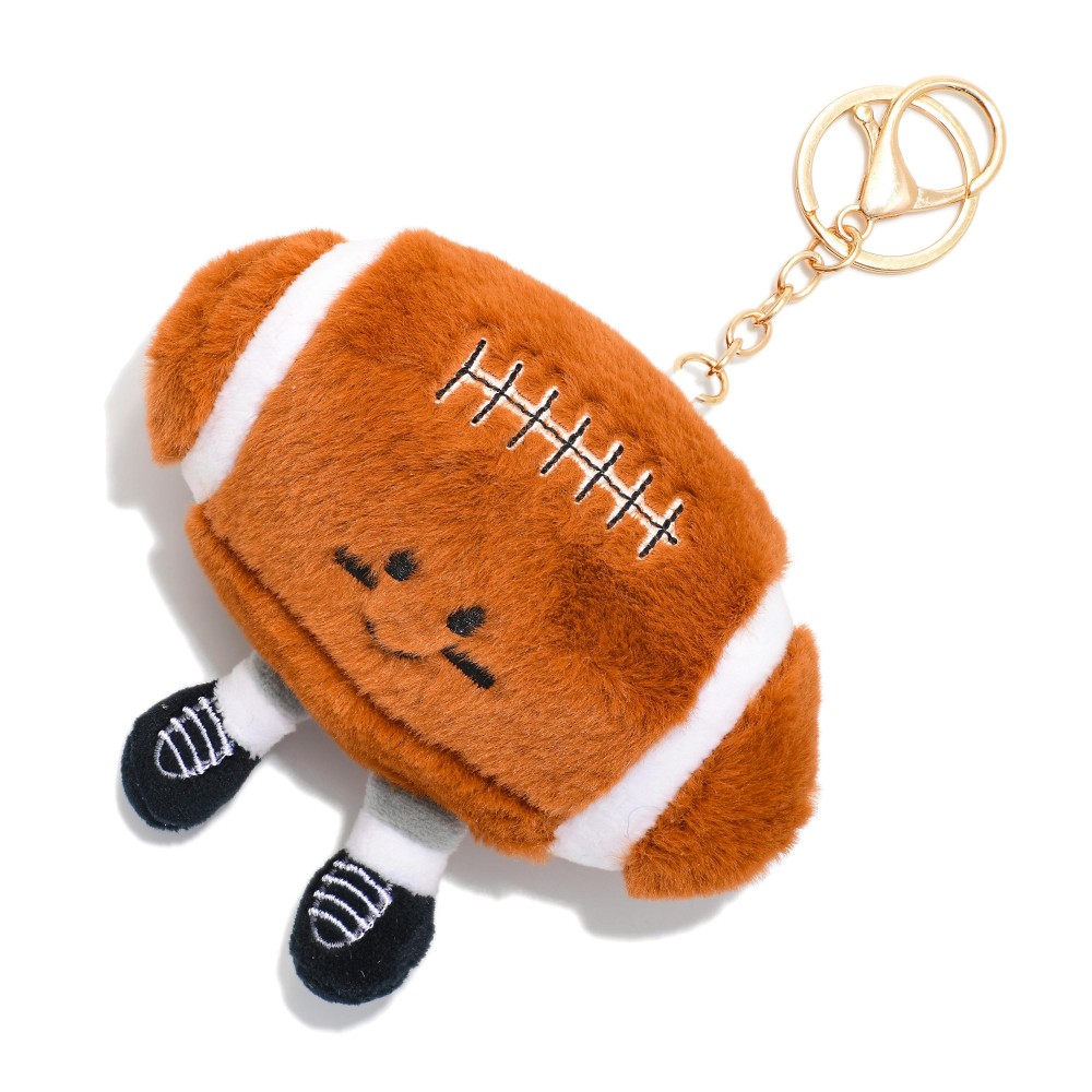 Fuzzy Sports Ball With Happy Face Key Ring - Approximately 8" L view 2