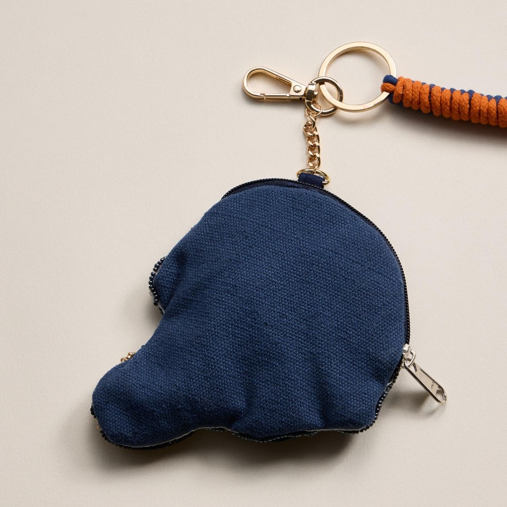 Sequin & Seed Beaded "GAME DAY" Football Helmet Pouch Key Ring - Full Zip Closure - Approximately 7" T X 4" L view 4