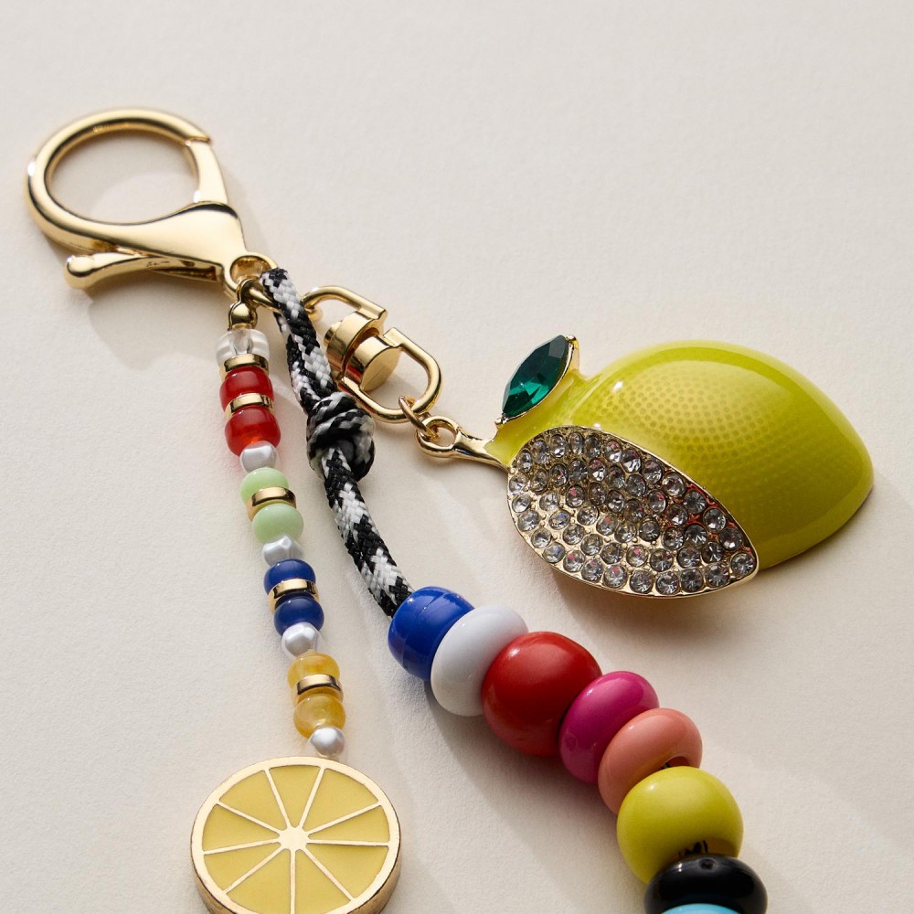 Rope Beaded Key Ring Featuring Citrus & Heart Charms - Approximately 7" L view 4