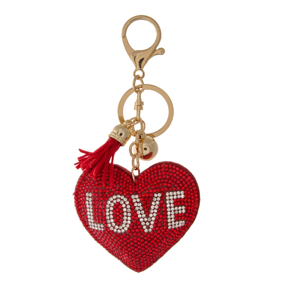 Keychain with heart design. Approximately 4.5" in length. view 2