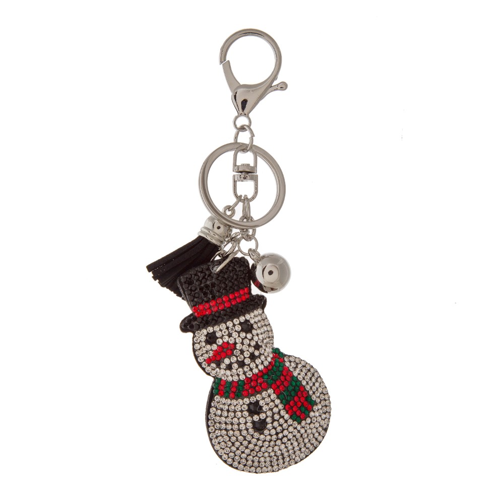 Keychain with snowman design. Approximately 4.5" in length. view 2