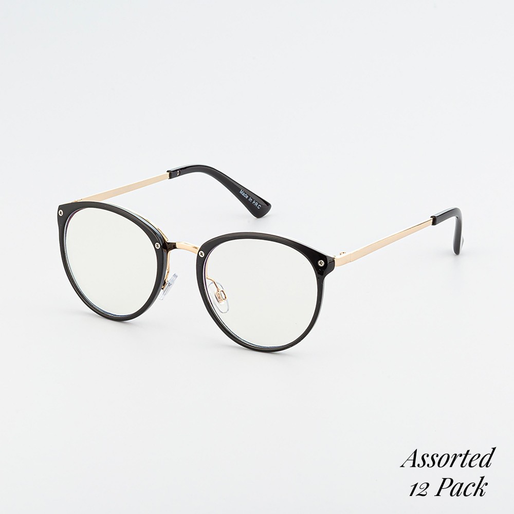 Round Nose Pad Blue Light Protection Glasses - Assorted Colors - UVA -UVB UV400 Protection Material - Face: Plastic/Metal - Legs: Plastic/Metal view 2