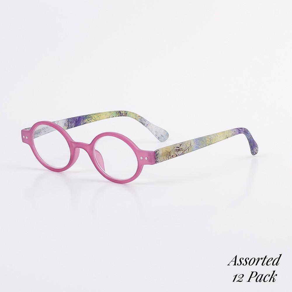 Circular Frame Reading Glasses - Assorted Colors - Strengths 1.00-3.00 Material - Face: Plastic - Legs: Plastic view 2