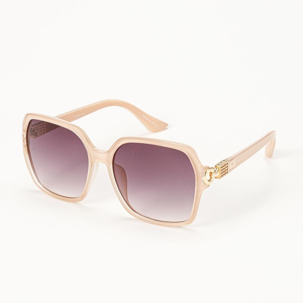 Oversize Square Sunglasses With Gold Tone Detail - Assorted Colors - UVA - UVB 400 Protection - Anti-Scratch Lenses Material: - Face: Plastic - Legs: Plastic view 6