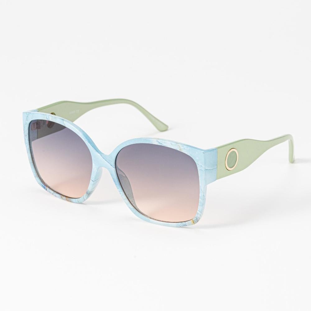 Oversize Rounded Square Sunglasses With Gradient Lens & Gold Circle Detail - Assorted Colors - UVA - UVB 400 Protection - Anti- Scratch Lenses Material: - Face: Plastic - Legs: Plastic view 4