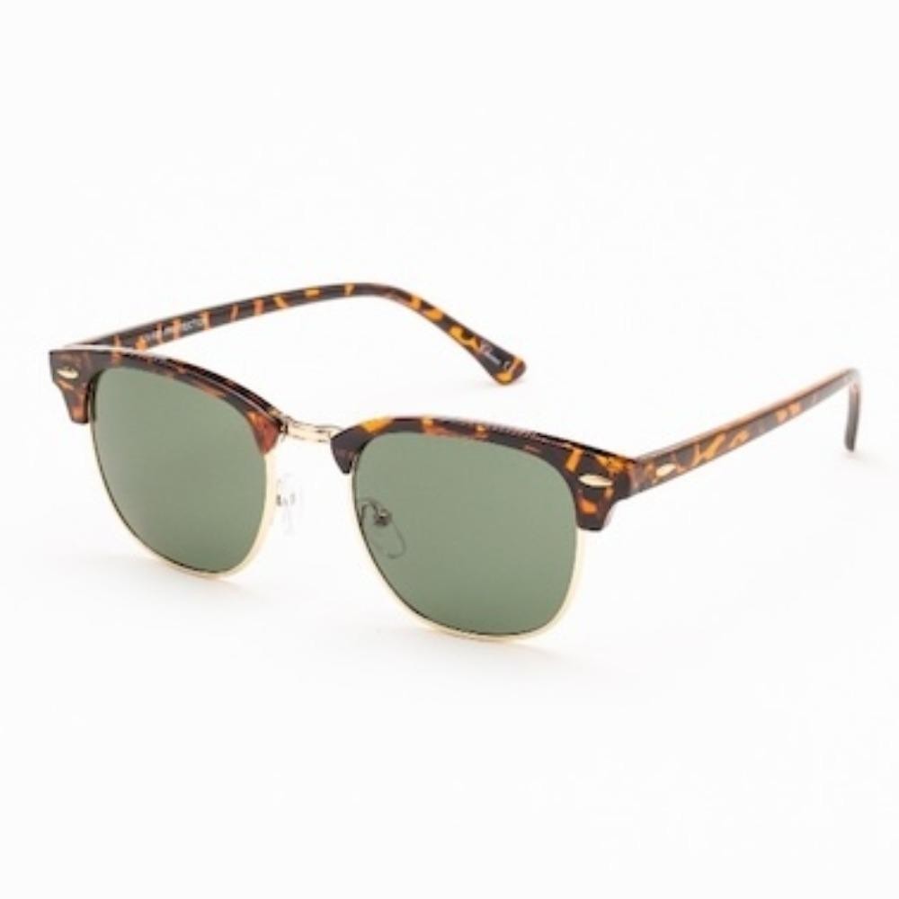 Retro Metal Rim & Tortoise Shell Square Sunglasses - Assorted Colors - UVA - UVB 400 Protection - Anti-Scratch Lenses Material: - Face: Plastic/Metal - Legs: Plastic view 2