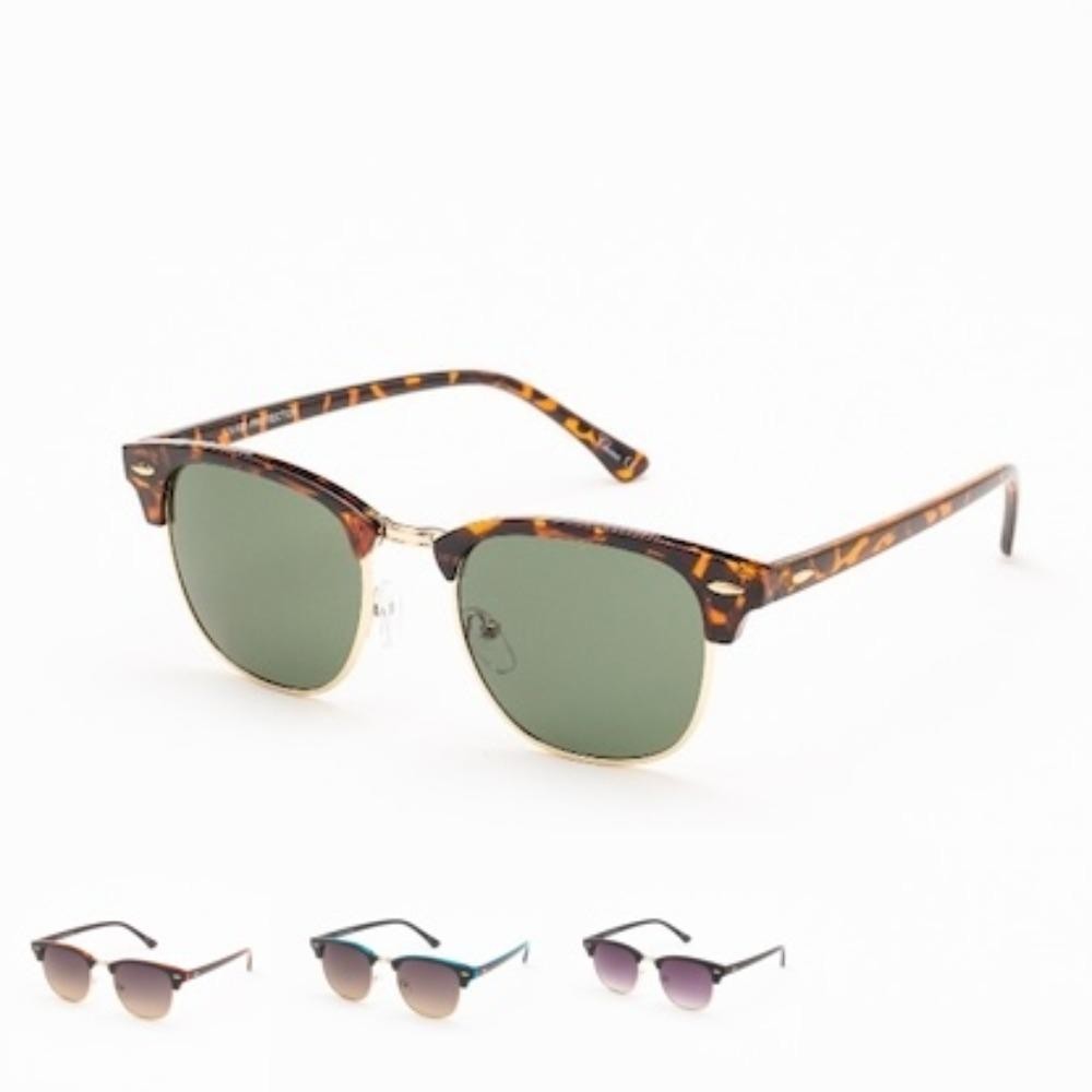 Retro Metal Rim & Tortoise Shell Square Sunglasses - Assorted Colors - UVA - UVB 400 Protection - Anti-Scratch Lenses Material: - Face: Plastic/Metal - Legs: Plastic view 4
