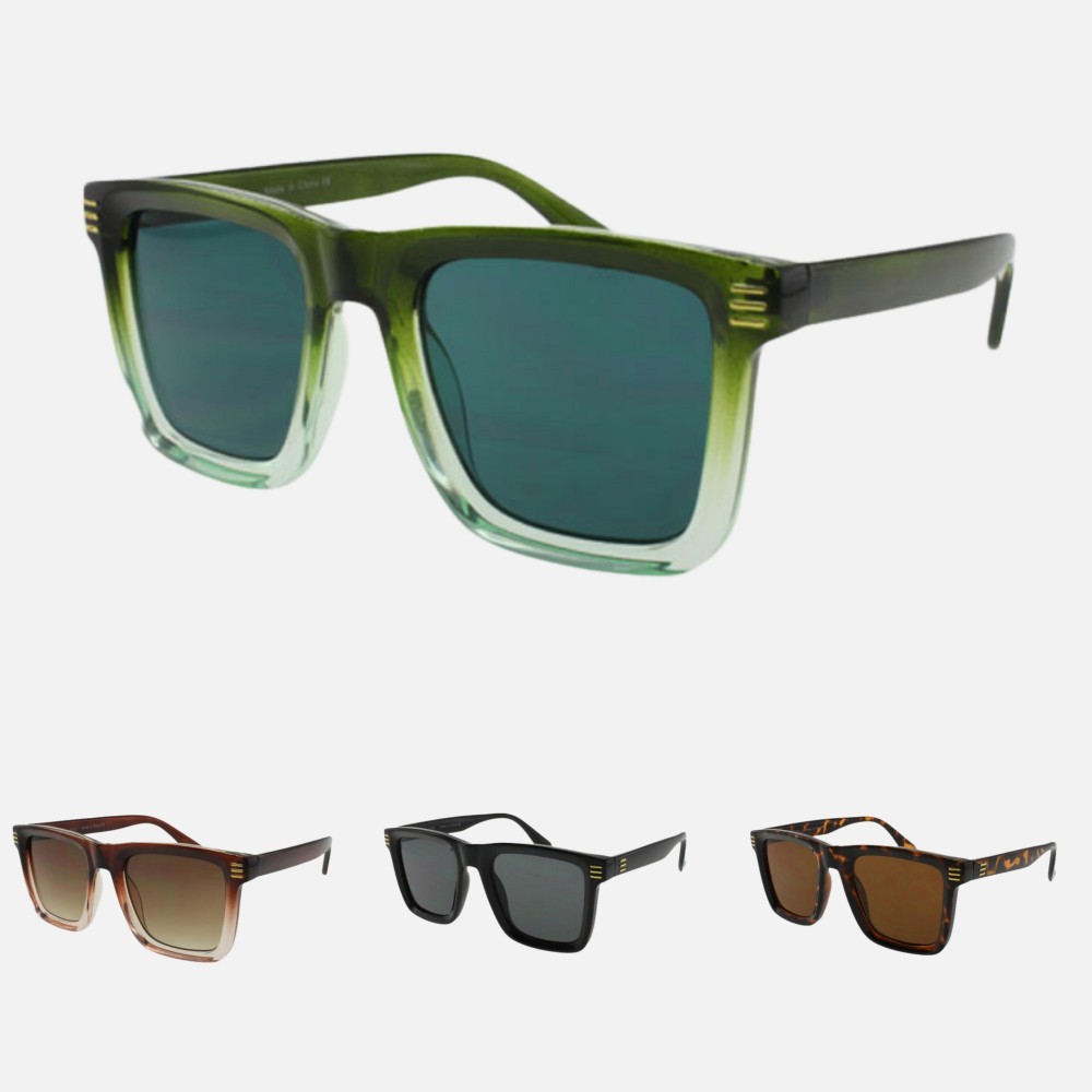 Large Square Ombre Sunglasses (12-Pack) - Frame Material: Plastic - Lens Material: Polycarbonate - Lens Width: 50 mm - Bridge Width: 23 mm - Temple Length: 146 mm - UV400 Sun Protection - One Size Fits Most - One Dozen Assorted Colors view 4