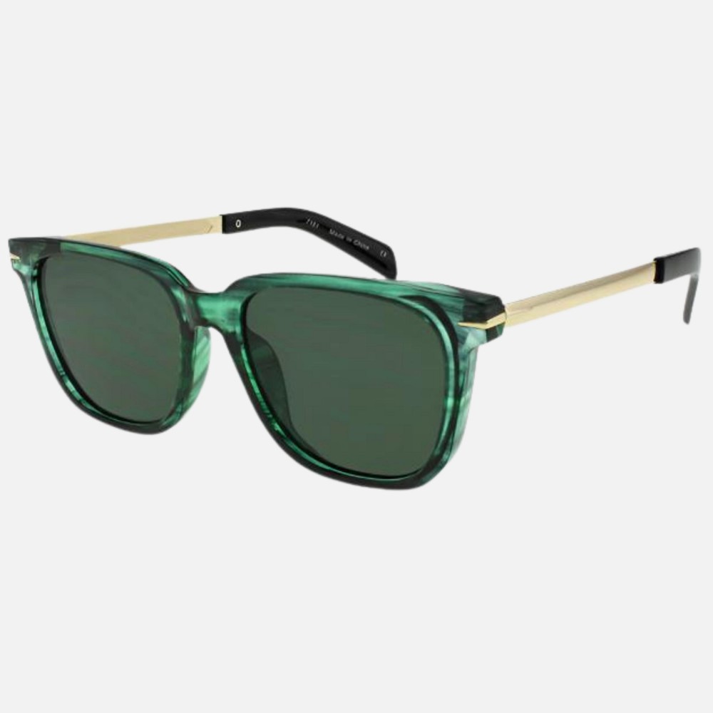 Square Sunglasses With Metal Temple (12-Pack) - Frame Material: Plastic - Lens Material: Polycarbonate - Lens Width: 58 mm - Bridge Width: 21 mm - Temple Length: 145 mm - UV400 Sun Protection - One Size Fits Most - One Dozen Assorted Colors view 2