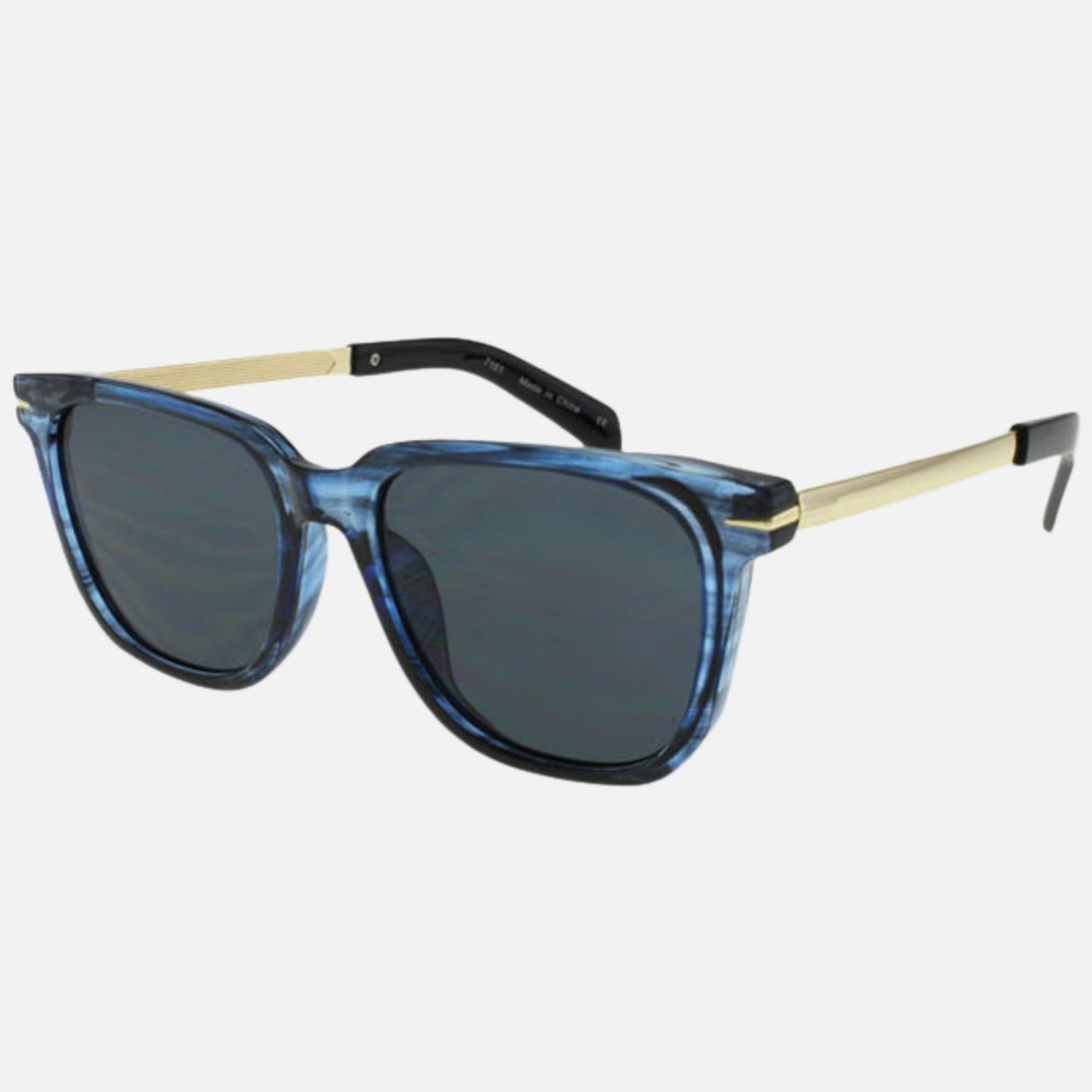 Square Sunglasses With Metal Temple (12-Pack) - Frame Material: Plastic - Lens Material: Polycarbonate - Lens Width: 58 mm - Bridge Width: 21 mm - Temple Length: 145 mm - UV400 Sun Protection - One Size Fits Most - One Dozen Assorted Colors view 6