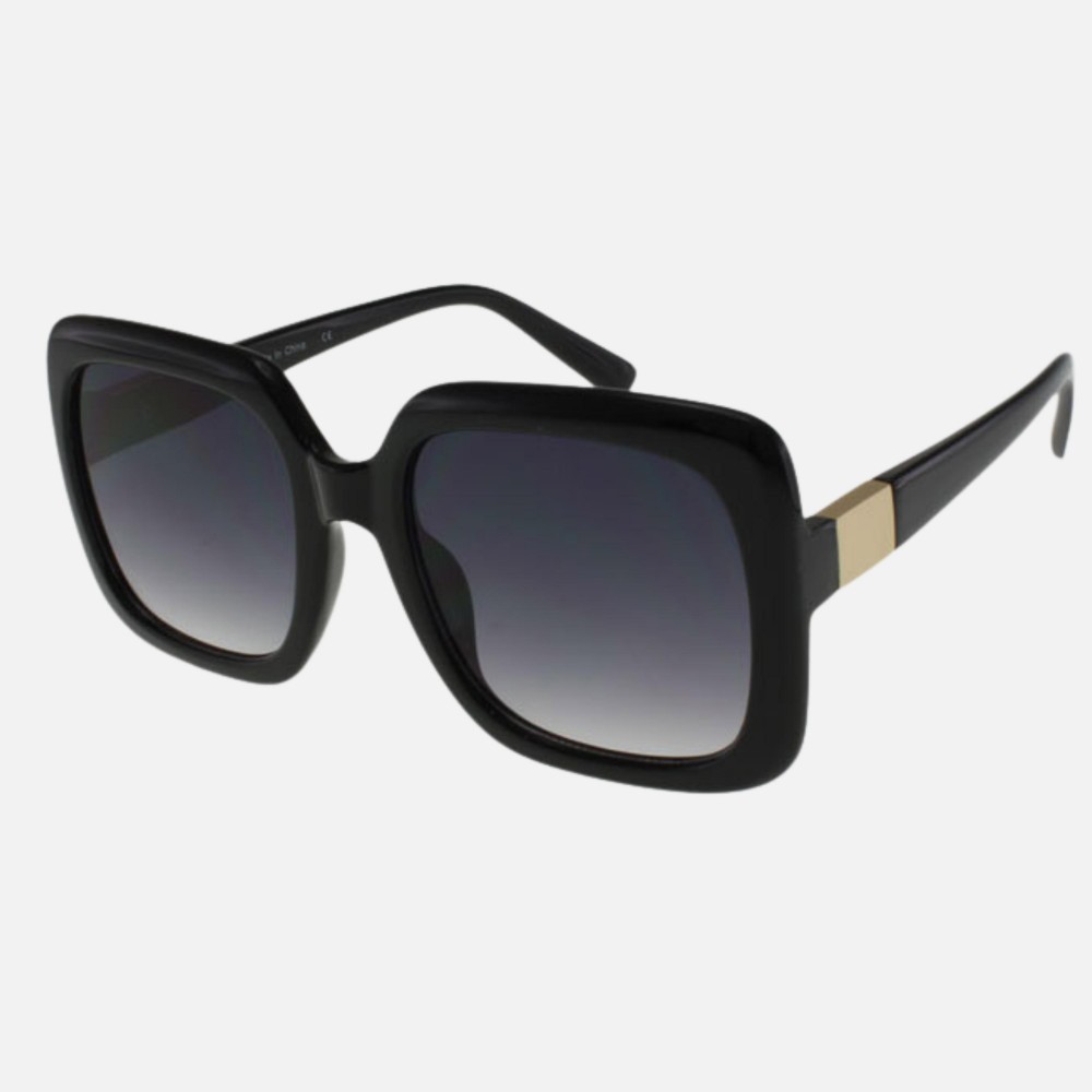 Oversized Square Sunglasses With Metal Temple Detail (12-Pack) - Frame Material: Plastic - Lens Material: Polycarbonate - Lens Width: 53 mm - Bridge Width: 24 mm - Temple Length: 138 mm - UV400 Sun Protection - One Size Fits Most - One Dozen Assorted Colors view 2