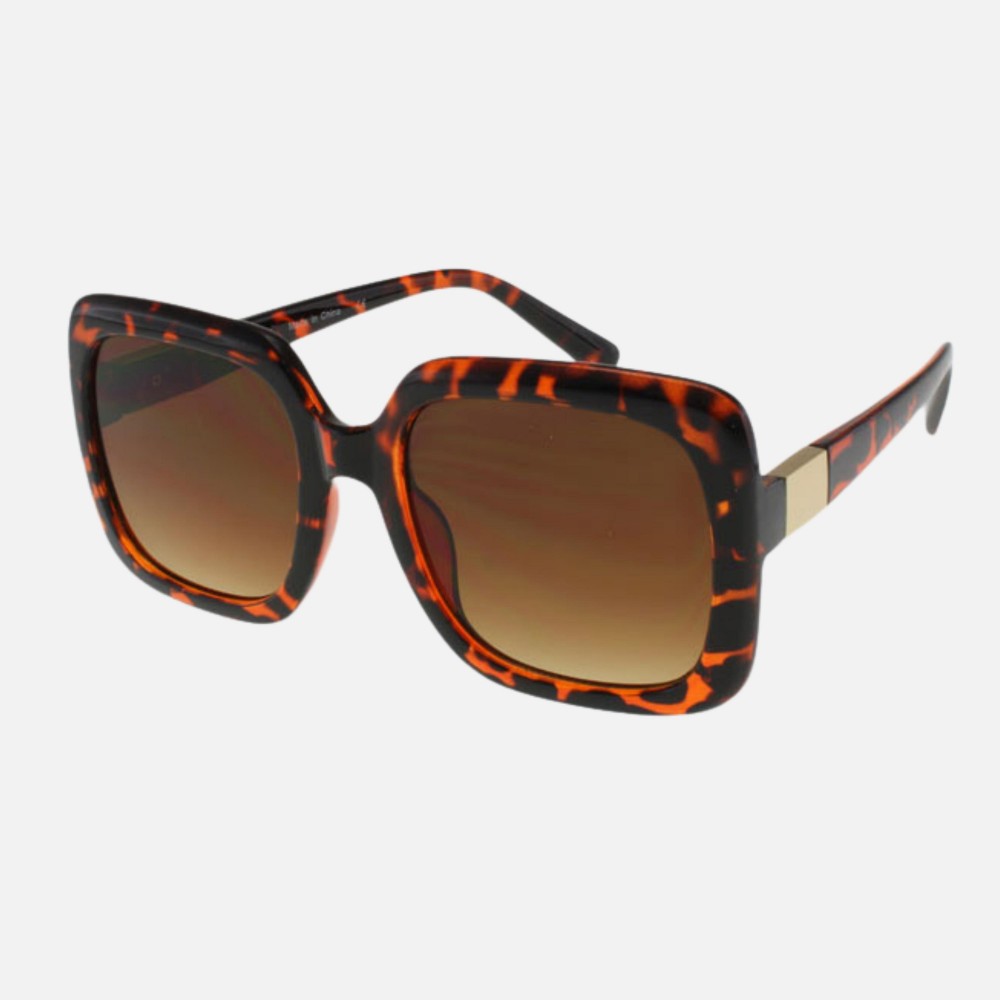 Oversized Square Sunglasses With Metal Temple Detail (12-Pack) - Frame Material: Plastic - Lens Material: Polycarbonate - Lens Width: 53 mm - Bridge Width: 24 mm - Temple Length: 138 mm - UV400 Sun Protection - One Size Fits Most - One Dozen Assorted Colors view 6