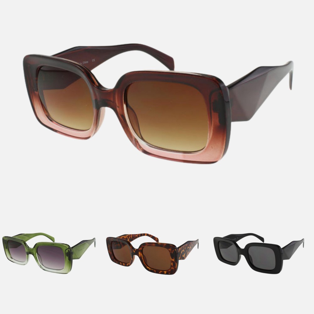 Square Geometric Sunglasses (12-Pack) - Frame Material: Plastic - Lens Material: Polycarbonate - Lens Width: 50 mm - Bridge Width: 24 mm - Temple Length: 142 mm - UV400 Sun Protection - One Size Fits Most - One Dozen Assorted Colors view 4