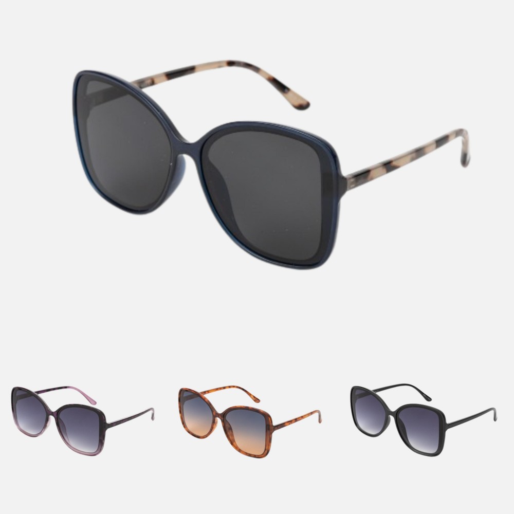 Oversize Rounded Square Sunglasses (12-Pack) - Assorted Colors - UVA - UVB 400 Protection - Anti-Scratch Lenses Material: - Face: Plastic - Legs: Plastic view 4