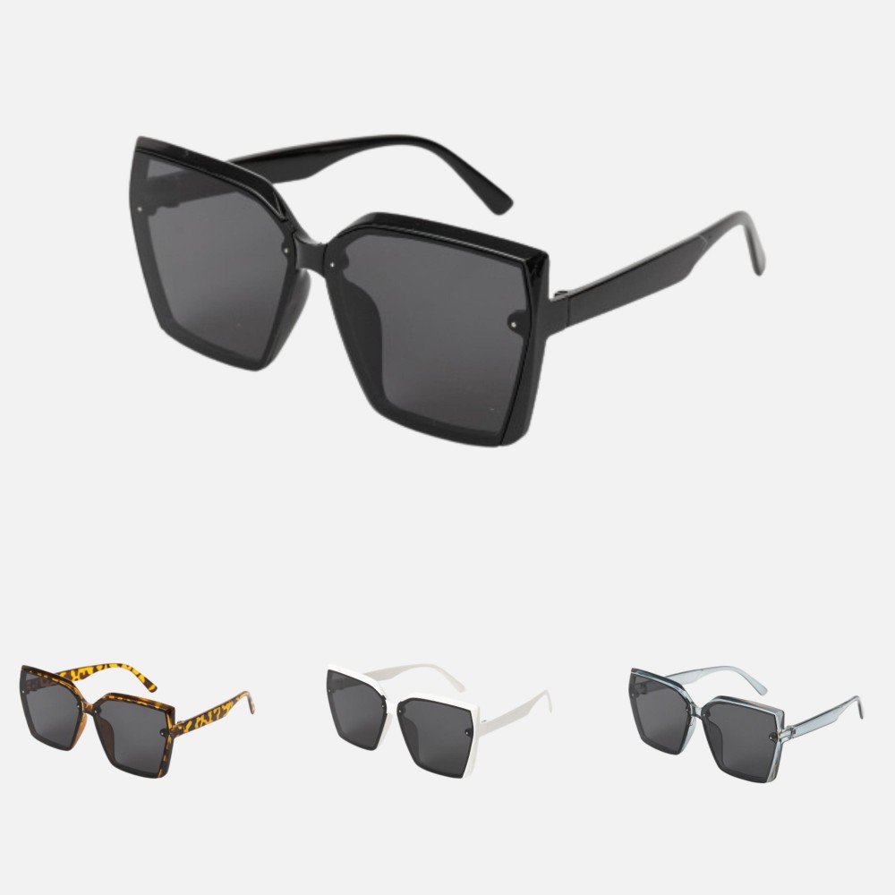 Oversize Rimless Square Sunglasses (12-Pack) - Assorted Colors - UVA - UVB 400 Protection - Anti-Scratch Lenses Material: - Face: Plastic - Legs: Plastic view 4