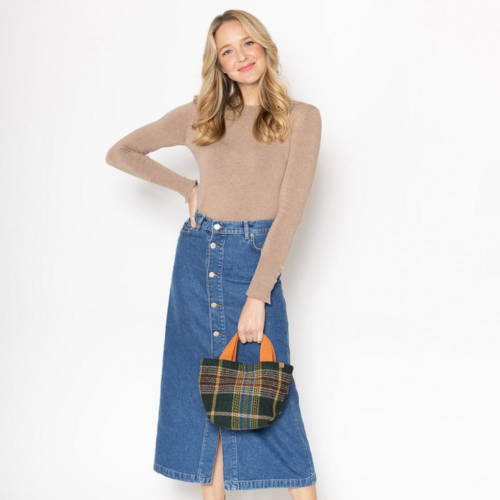 Do Everything in Love Plaid Knit Tote Handbag - 100% Polyester - Approximately 7" H x 12" W x 5" D - 5" Handles view 2