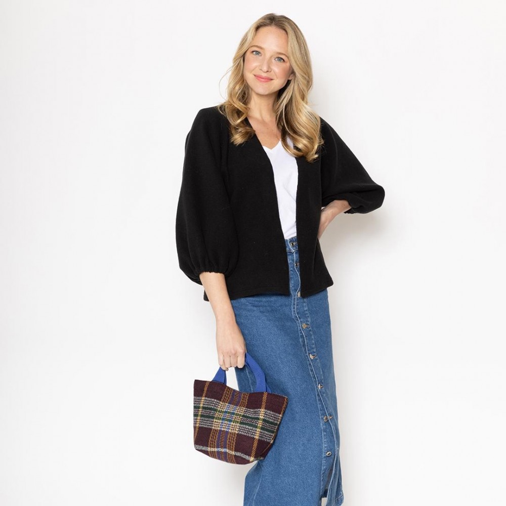 Do Everything in Love Plaid Knit Tote Handbag - 100% Polyester - Approximately 7" H x 12" W x 5" D - 5" Handles view 4