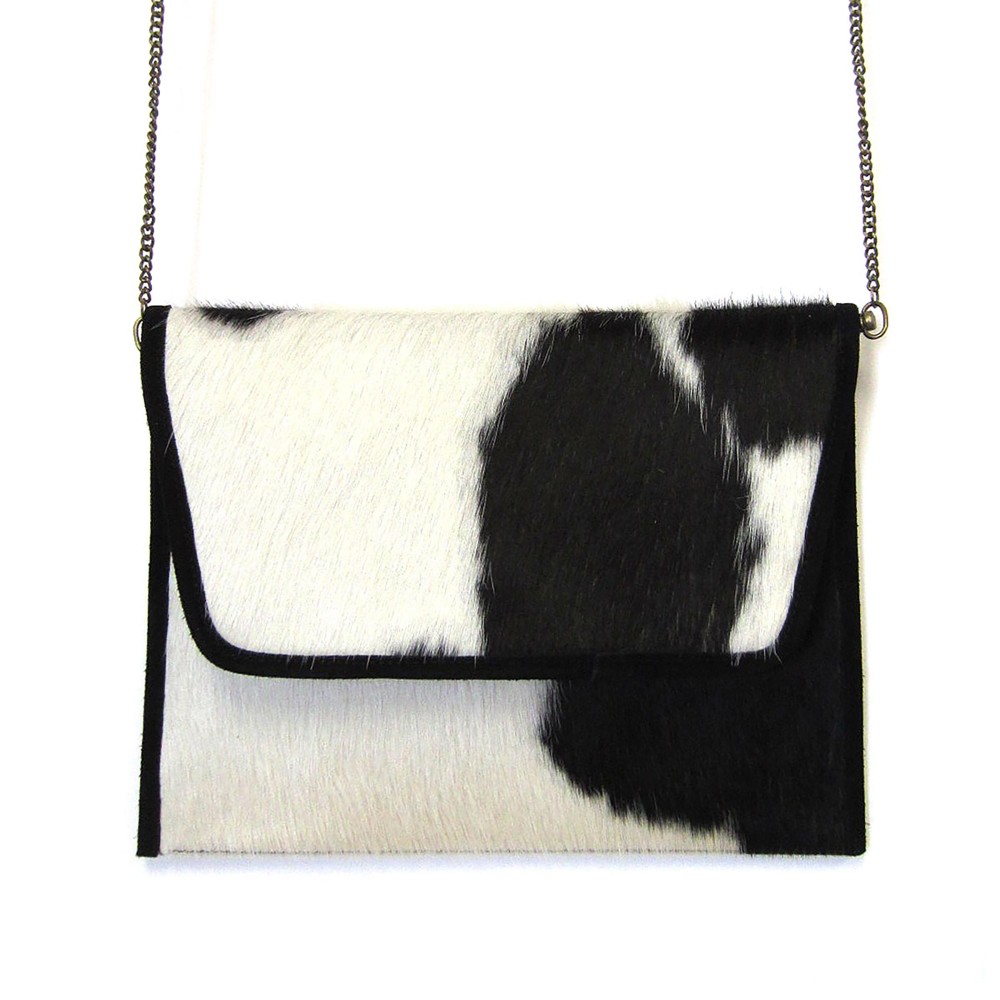 Genuine Cow Hide and Canvas Envelope Bag With Leather Accents * Genuine