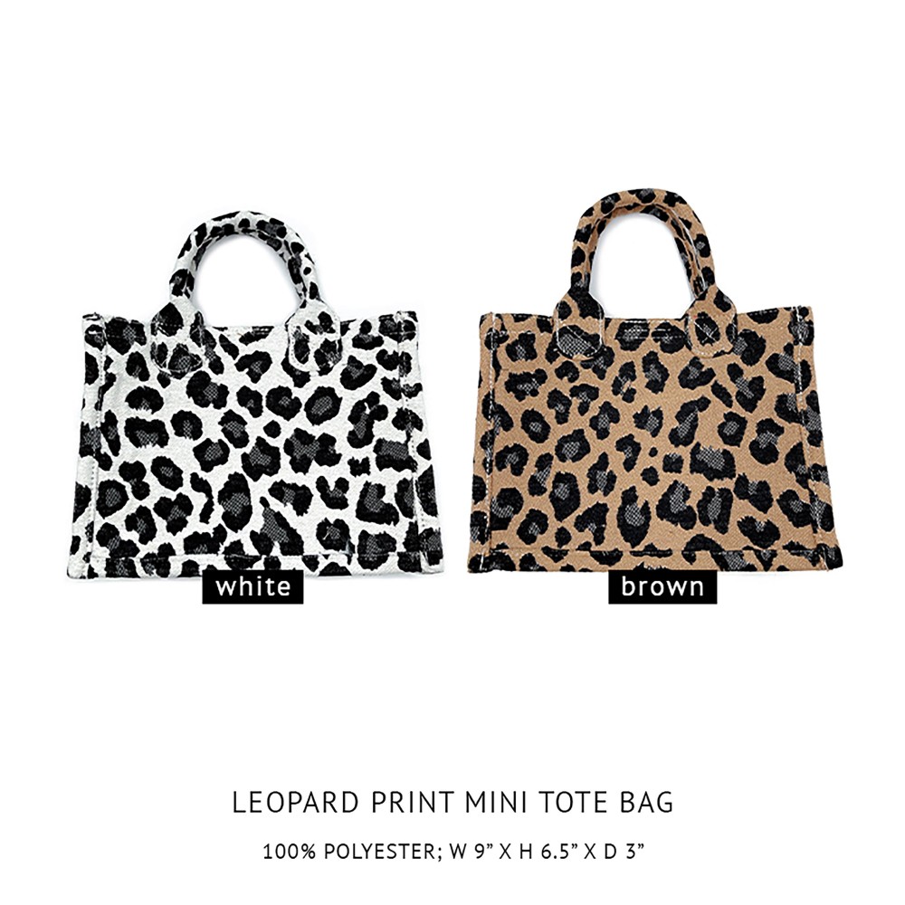 Leopard Print Mini Satchel Handbag With Matching Shoulder Strap - 100% Polyester - Approximately 6.25" H x 9" W - 3.25" Handles - Shoulder Strap Drop 18.5" - Inside Pocket - Magnetic Closure view 6