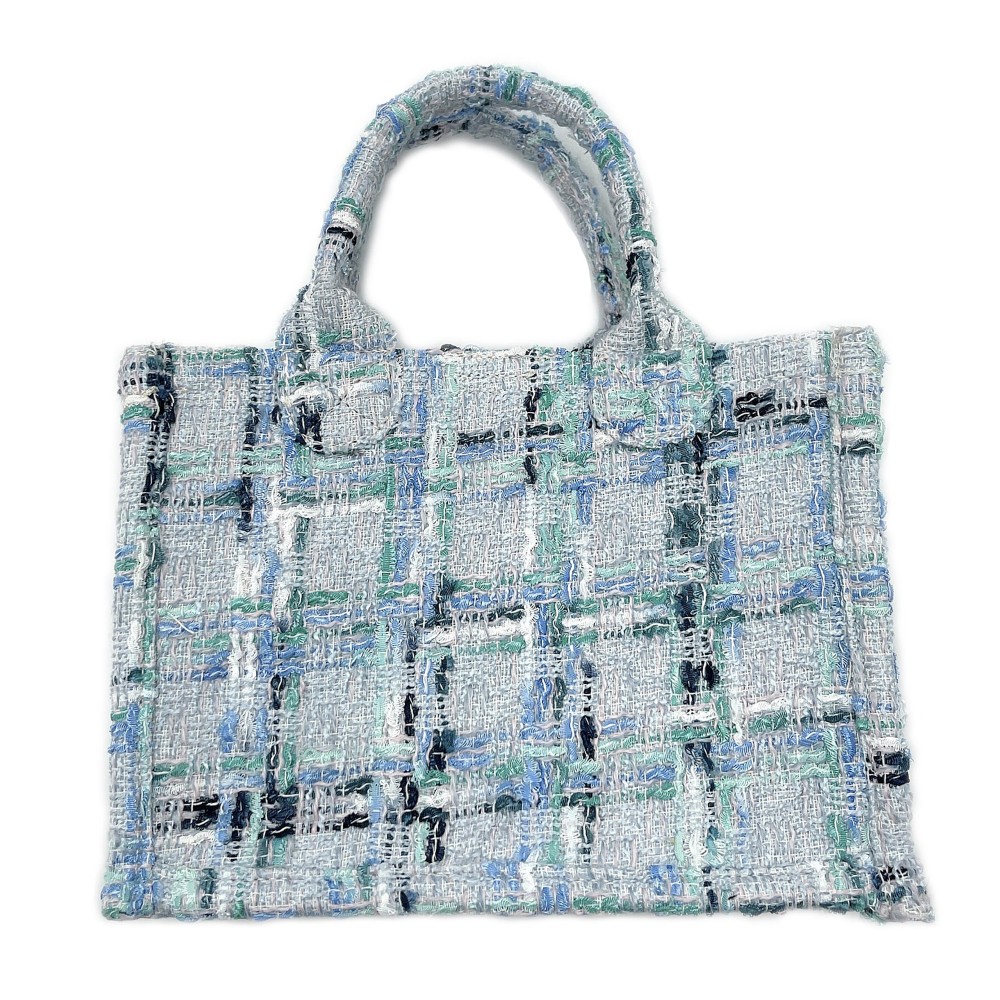 Tweed Mini Satchel Handbag With Matching Shoulder Strap - 100% Polyester - Approximately 6.25" H x 9" W - 3.25" Handles - Shoulder Strap Drop 18.5" - Inside Pocket - Magnetic Closure view 4