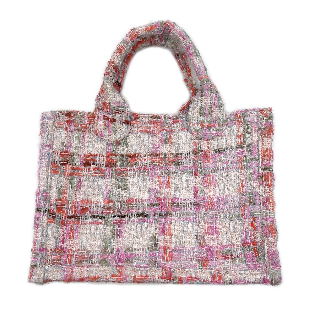 Tweed Mini Satchel Handbag With Matching Shoulder Strap - 100% Polyester - Approximately 6.25" H x 9" W - 3.25" Handles - Shoulder Strap Drop 18.5" - Inside Pocket - Magnetic Closure view 4