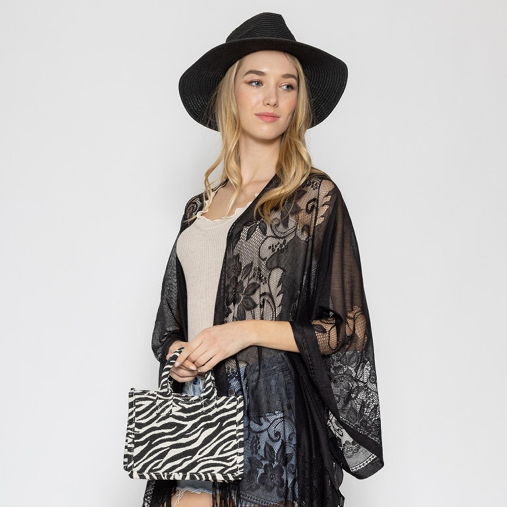 Zebra Print Mini Tote Bag With Matching Shoulder Strap - 100% Polyester - Approximately 6.25" H x 9" W - 3.25" Handles - Shoulder Strap Drop 18.5" - Inside Pocket - Magnetic Closure view 4
