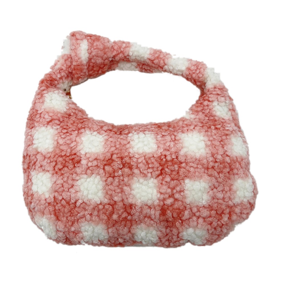 Do Everything In Love Plaid Side Knot Sherpa Bag - Full Zipper Closure - Lined Single Pocket Bag - Approximately 7"L X 12" W view 2